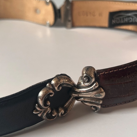 Vintage Brighton Western Black and Brown Leather Waist Belt 1996 Made in USA main image 12